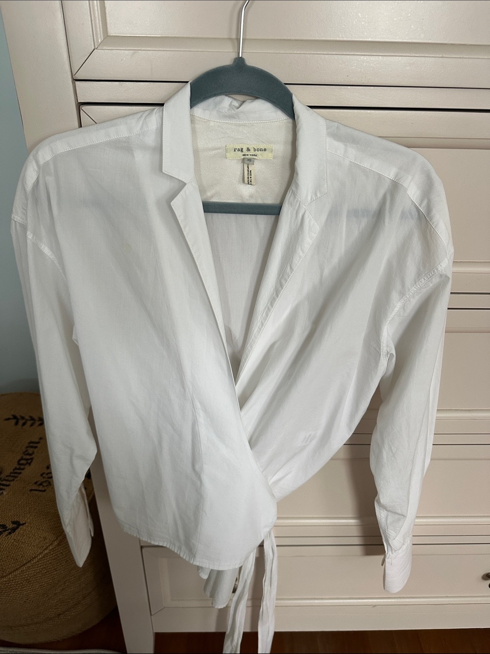 rag & bone White Cotton Wrap-Front Shirt Jacket